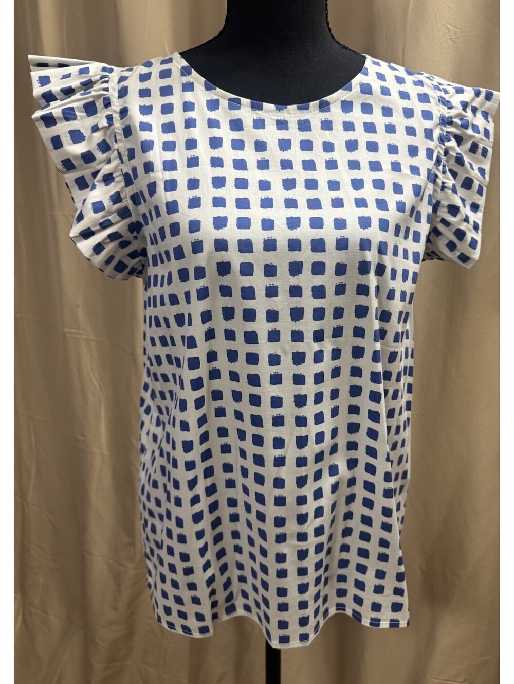 Vineyard Vines Women’s Painterly Blue Ruffle Sleeve Top NWT Size Medium $88 - Picture 2 of 4